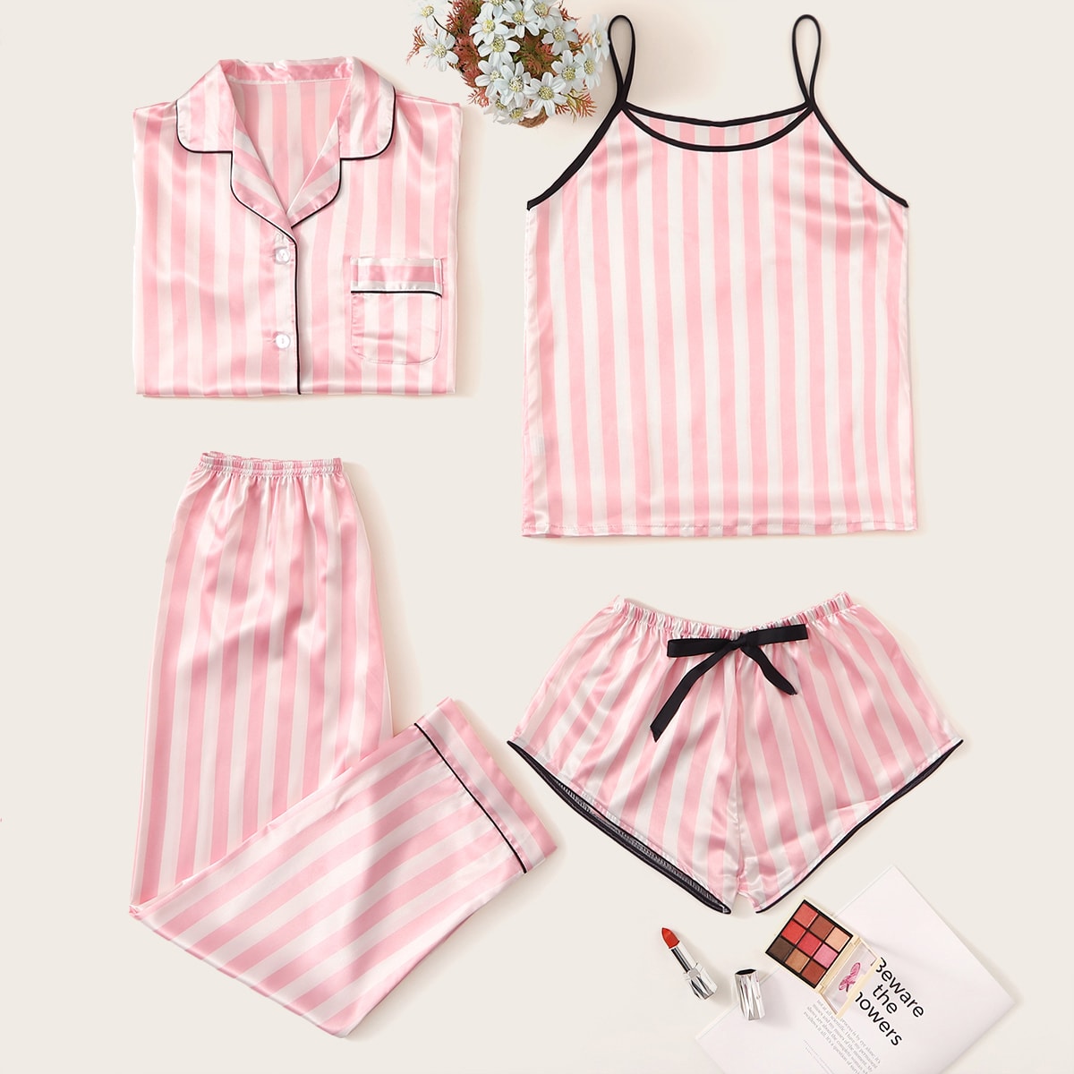 Striped Satin Pajama Set