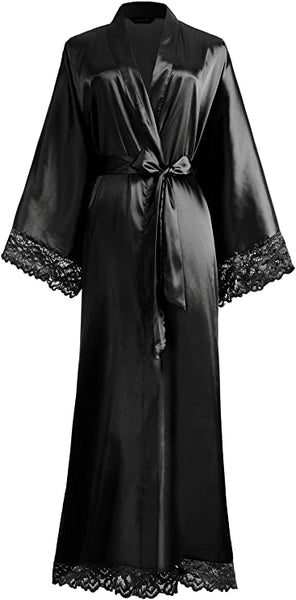 Satin Robes with Lace Edges